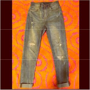 High Waisted Distressed Skinny Jeans